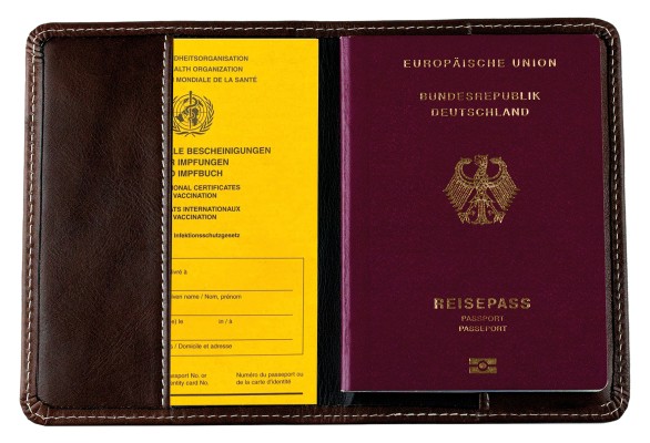 Reisepass / Impfausweis Etui PREMIUM LEDER VINTAGE Anilin marronebraun
