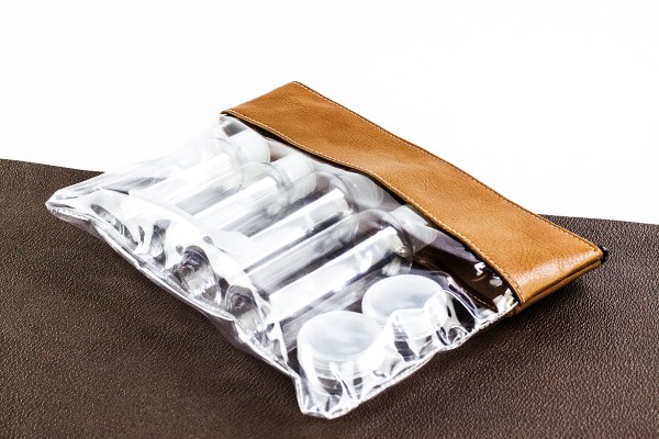 Flugbeutel mit Inhalt PREMIUM LEDER VINTAGE Anilin cuoiobraun