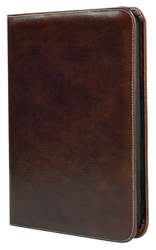 RV-Schreibmappe DIN A4 mit iPad Fach PREMIUM LEDER VINTAGE Anilin marronebraun