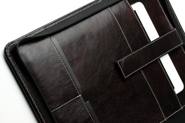 RV-Schreibmappe DIN A4 mit iPad Fach PREMIUM LEDER VINTAGE Anilin marronebraun