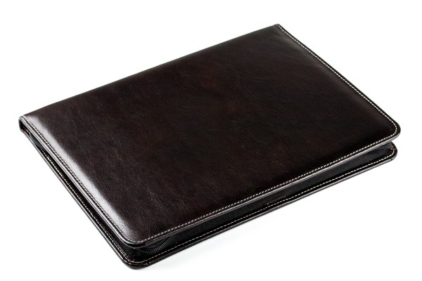 RV-Schreibmappe DIN A4 mit iPad Fach PREMIUM LEDER VINTAGE Anilin marronebraun