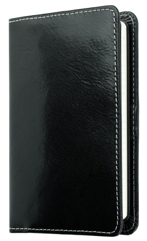 Pocket Kalenderbuch DIN A6 2027 PREMIUM LEDER VINTAGE Anilin schwarz