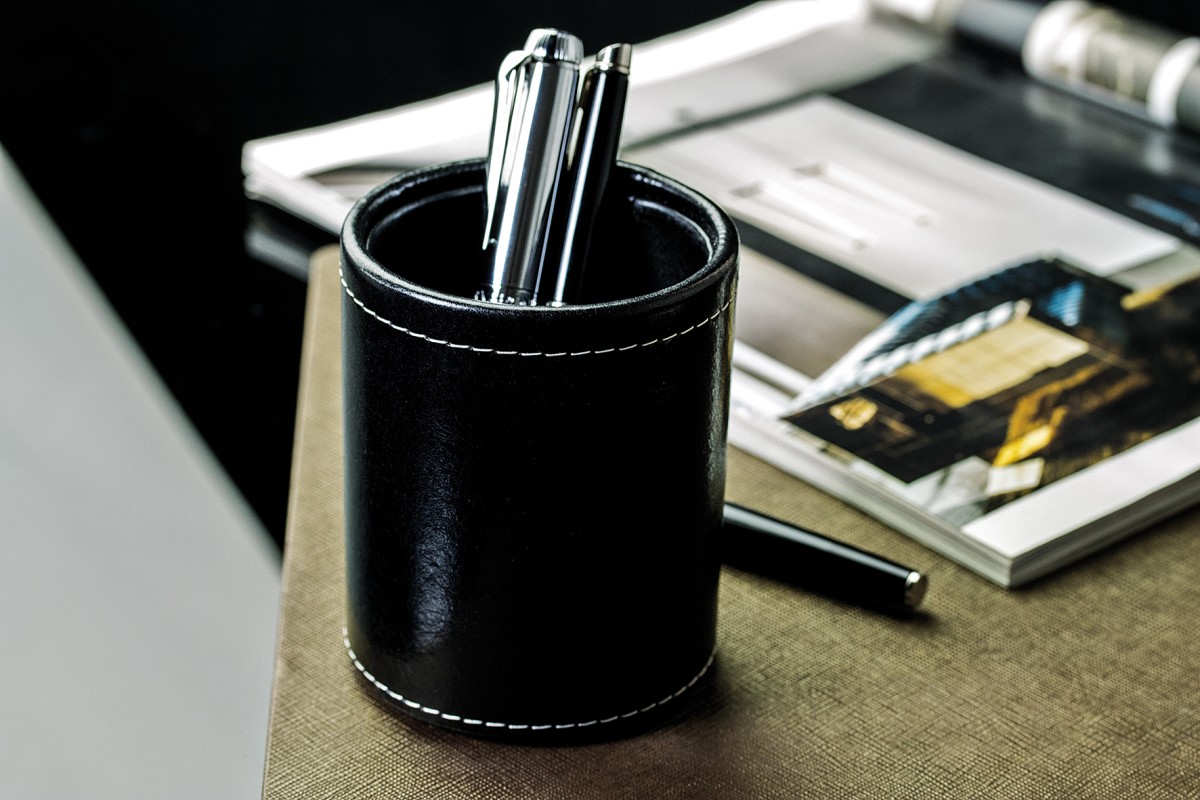 Stifteköcher PREMIUM LEDER VINTAGE schwarz