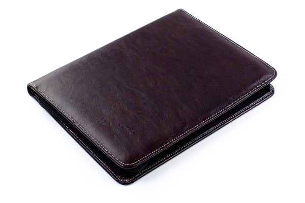 RV-Schreibmappe DIN A5 mit Tablet Computer Fach PREMIUM LEDER VINTAGE Anilin marronebraun