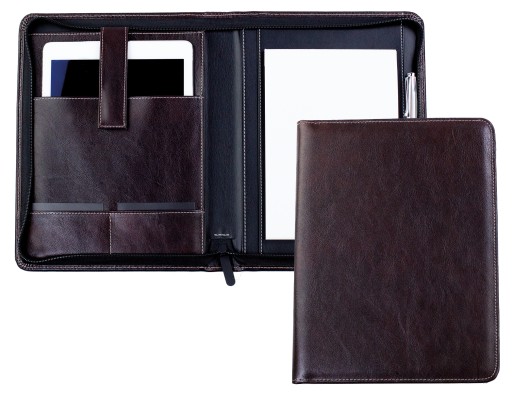 RV-Schreibmappe DIN A5 mit Tablet Computer Fach PREMIUM LEDER VINTAGE Anilin marronebraun