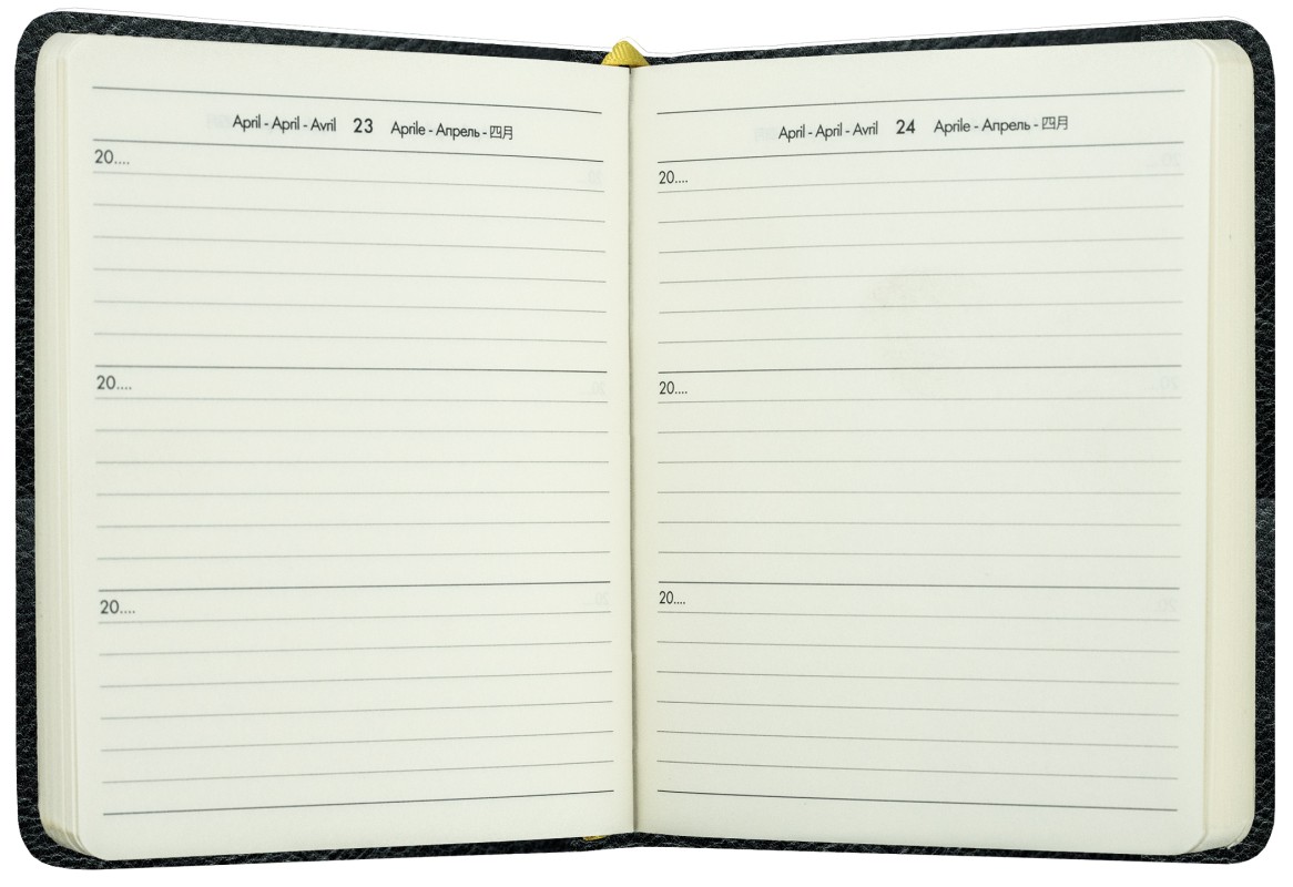 3 Jahreskalender (vergleichend) PREMIUM LEDER VINTAGE Anilin schwarz