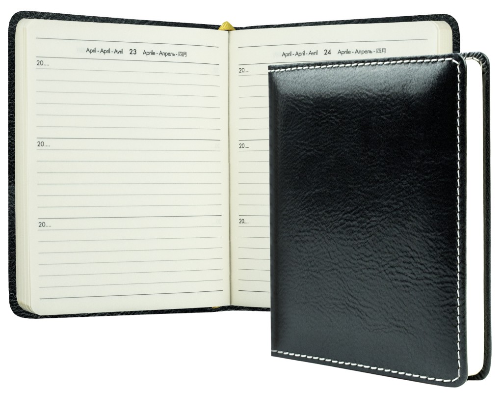 3 Jahreskalender (vergleichend) PREMIUM LEDER VINTAGE Anilin schwarz