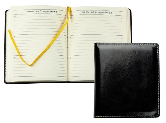 3 Jahreskalender (vergleichend) PREMIUM LEDER VINTAGE Anilin schwarz