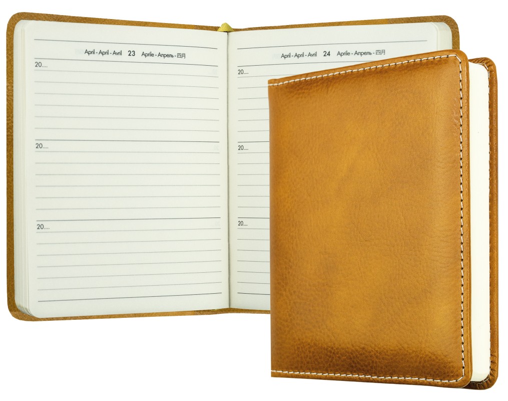 3 Jahreskalender (vergleichend) PREMIUM LEDER VINTAGE Anilin cuoiobraun