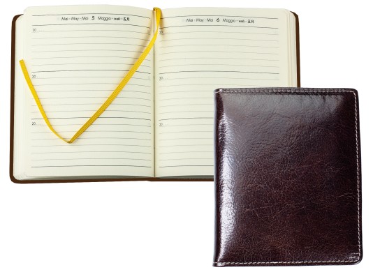 3 Jahreskalender (vergleichend) PREMIUM LEDER VINTAGE Anilin marronebraun