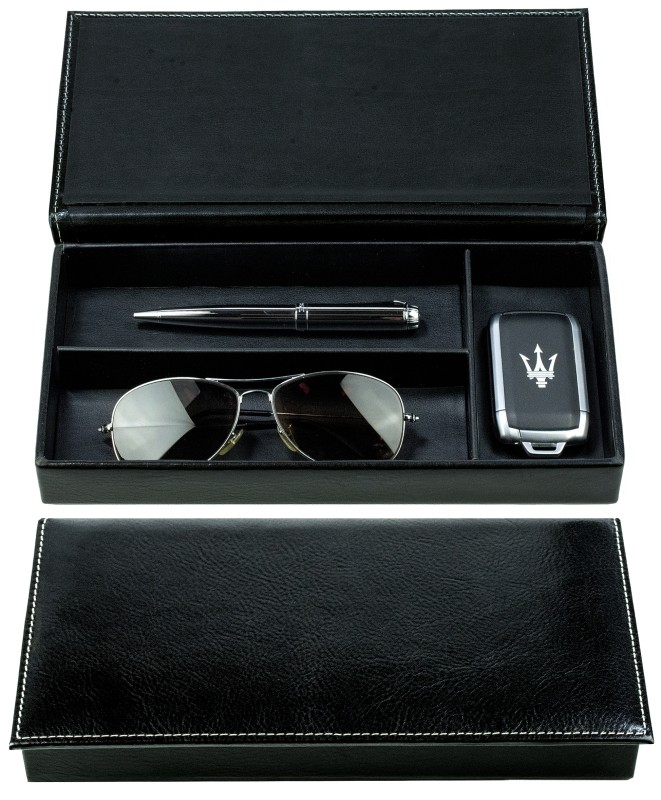 Ablagekasten mit Deckel PREMIUM LEDER VINTAGE schwarz