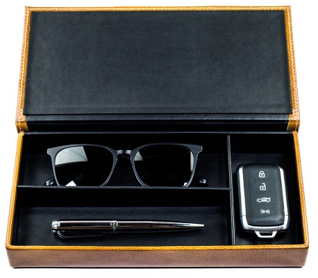 Ablagekasten mit Deckel PREMIUM LEDER VINTAGE cuoiobraun