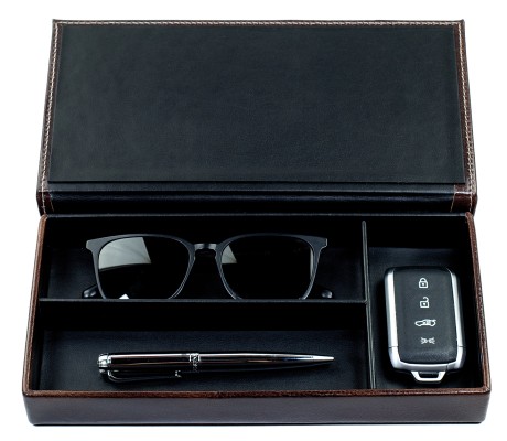 Ablagekasten mit Deckel PREMIUM LEDER VINTAGE marronebraun