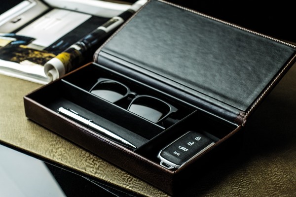 Ablagekasten mit Deckel PREMIUM LEDER VINTAGE marronebraun