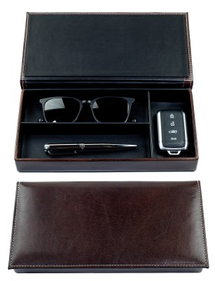 Ablagekasten mit Deckel PREMIUM LEDER VINTAGE marronebraun