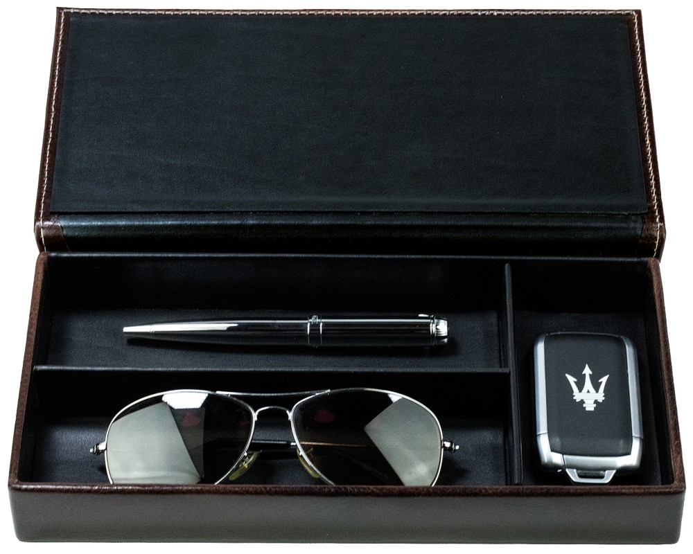 Ablagekasten mit Deckel PREMIUM LEDER VINTAGE marronebraun