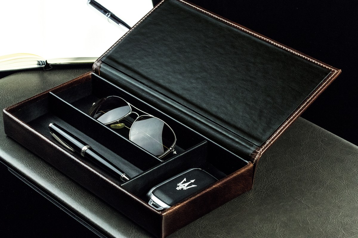 Ablagekasten mit Deckel PREMIUM LEDER VINTAGE marronebraun