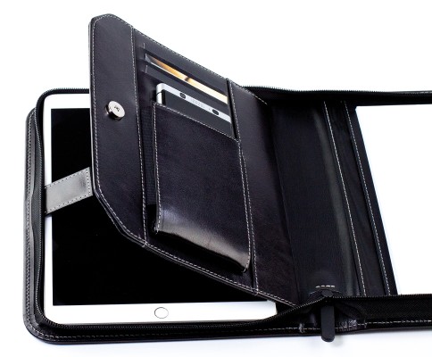 Media Tablet Schreibmappe DIN A5 PREMIUM LEDER VINTAGE schwarz