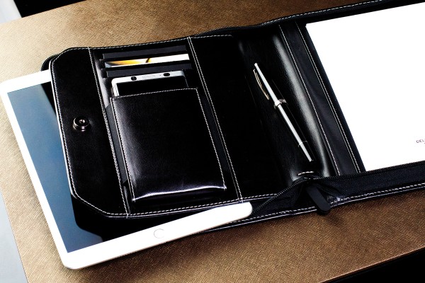 Media Tablet Schreibmappe DIN A5 PREMIUM LEDER VINTAGE schwarz