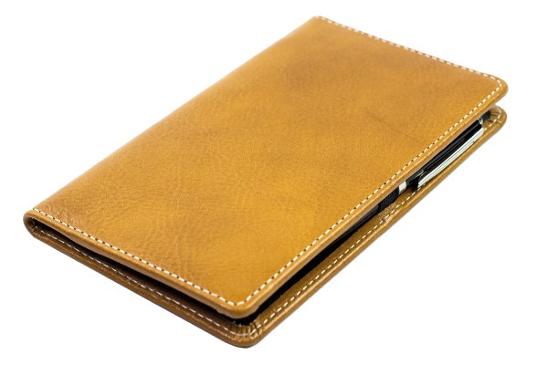 Taschenkalender mit Spiralbindung 2025 + 2026 in PREMIUM LEDER VINTAGE Anilin cuoiobraun