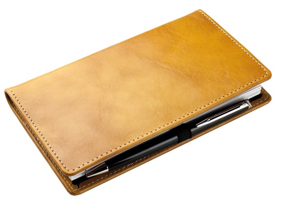 Taschenkalender mit Spiralbindung 2025 + 2026 in PREMIUM LEDER VINTAGE Anilin cuoiobraun