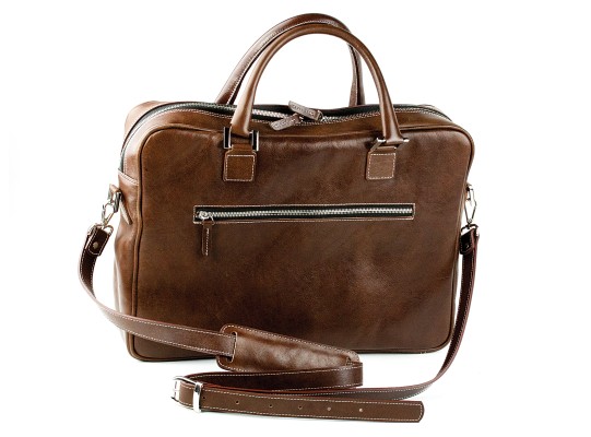 Akten- & Notebooktasche mit Schultergurt PREMIUM LEDER VINTAGE marronebraun