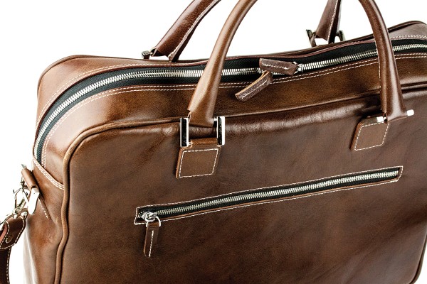 Akten- & Notebooktasche mit Schultergurt PREMIUM LEDER VINTAGE marronebraun