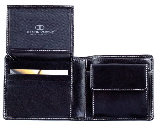 Herrenbörse mit Münz-u. Scheinfach PREMIUM LEDER VINTAGE schwarz - RFID Protection