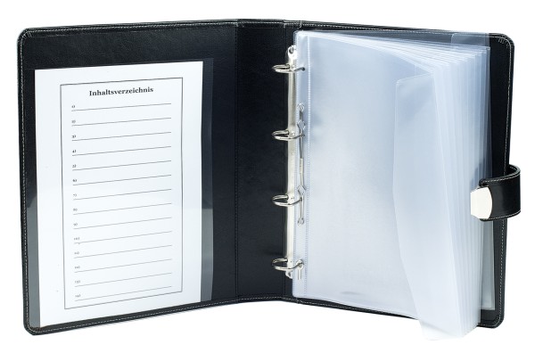 Dokumentenmappe DIN A4 / DIN A4+ mit Ringmechanik & Schloss | Echtleder | VINTAGE schwarz