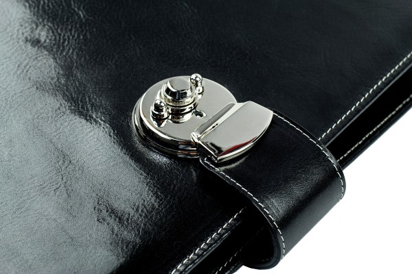 Dokumentenmappe DIN A4 / DIN A4+ mit Ringmechanik & Schloss | Echtleder | VINTAGE schwarz