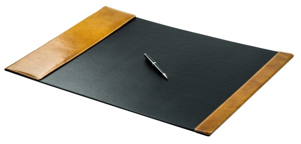 Schreibunterlage 65x45 mit Klappleiste inkl. Block + Kalender 25/26 PREMIUM LEDER VINTAGE Anilin cuoiobraun