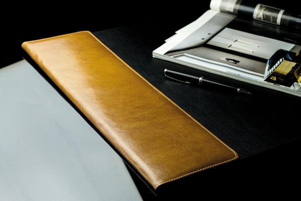 Schreibunterlage 65x45 mit Klappleiste inkl. Block + Kalender 25/26 PREMIUM LEDER VINTAGE Anilin cuoiobraun