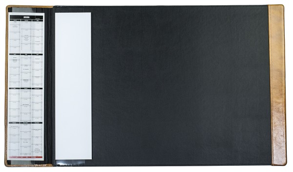 Schreibunterlage 65x45 mit Klappleiste inkl. Block + Kalender 25/26 PREMIUM LEDER VINTAGE Anilin cuoiobraun