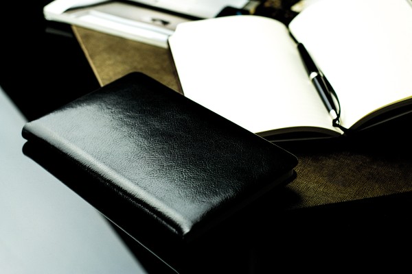 Notizbuch DIN A5 schmal (gebunden) | Echtleder | VINTAGE schwarz