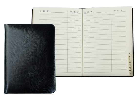 Adressbuch DIN A6+ (gebunden) | Echtleder | VINTAGE schwarz