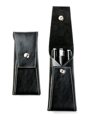 Schreibgeräteetui mit Druckknopfverschluß PREMIUM LEDER VINTAGE schwarz