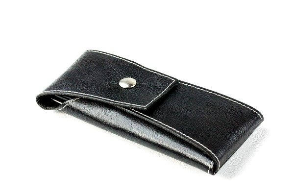 Schreibgeräteetui mit Druckknopfverschluß PREMIUM LEDER VINTAGE schwarz