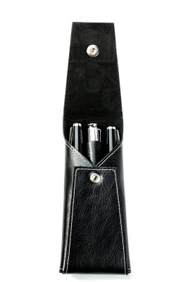 Schreibgeräteetui mit Druckknopfverschluß PREMIUM LEDER VINTAGE schwarz
