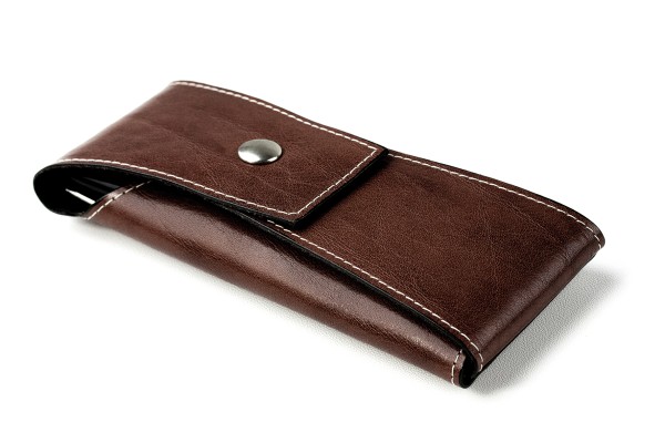Schreibgeräteetui mit Druckknopfverschluß PREMIUM LEDER VINTAGE marronebraun