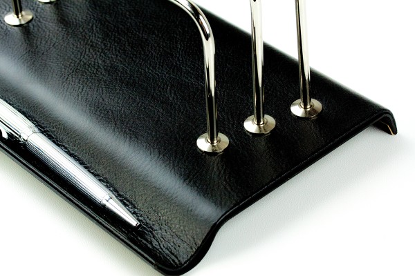 Briefständer mit Stifteablage PREMIUM LEDER VINTAGE Anilin schwarz