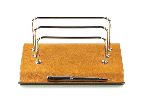 Briefständer mit Stifteablage PREMIUM LEDER VINTAGE Anilin cuoiobraun