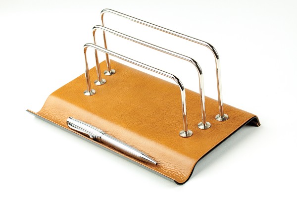 Briefständer mit Stifteablage PREMIUM LEDER VINTAGE Anilin cuoiobraun