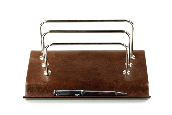 Briefständer mit Stifteablage PREMIUM LEDER VINTAGE Anilin marronebraun