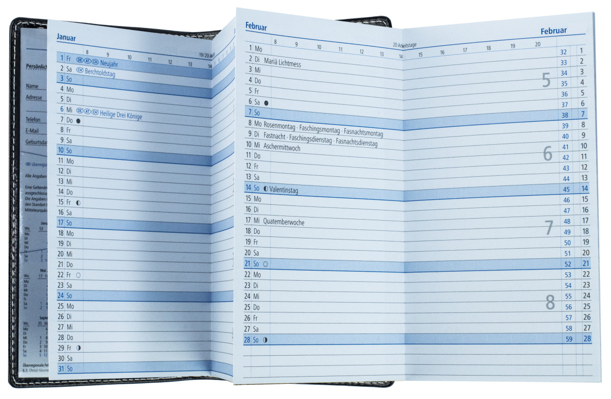 Leporello Faltkalender deutsch 2027 PREMIUM LEDER VINTAGE schwarz