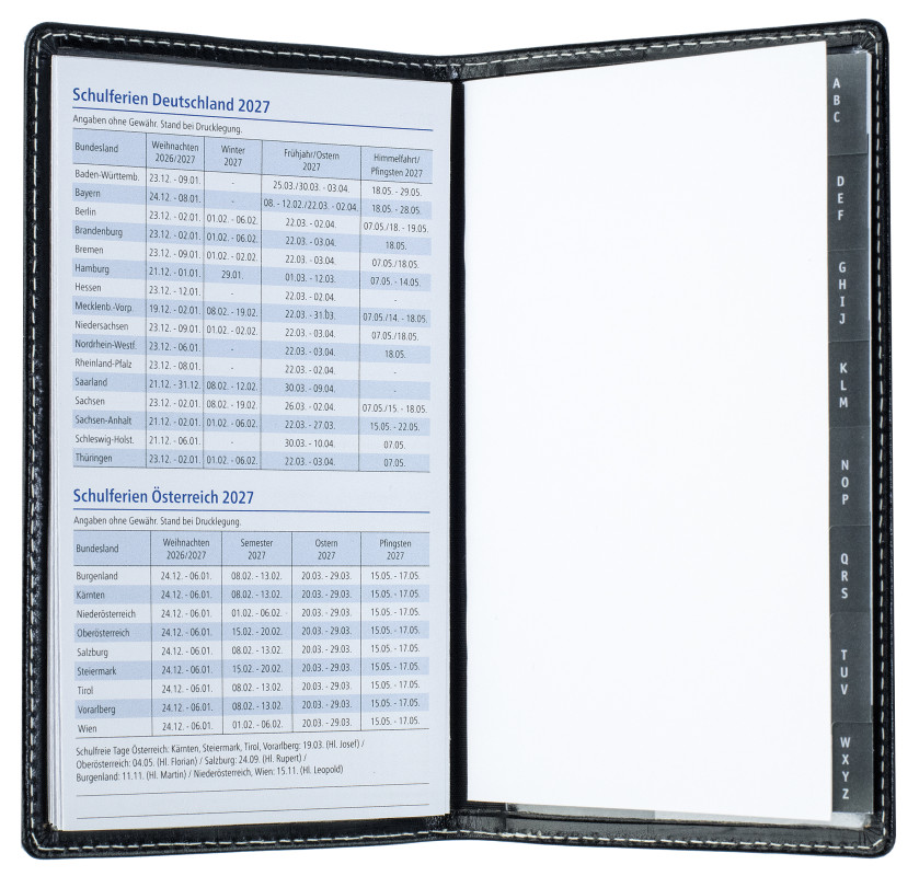 Leporello Faltkalender deutsch 2027 PREMIUM LEDER VINTAGE schwarz