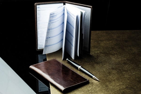 Leporello Faltkalender deutsch 2026 PREMIUM LEDER VINTAGE marronebraun