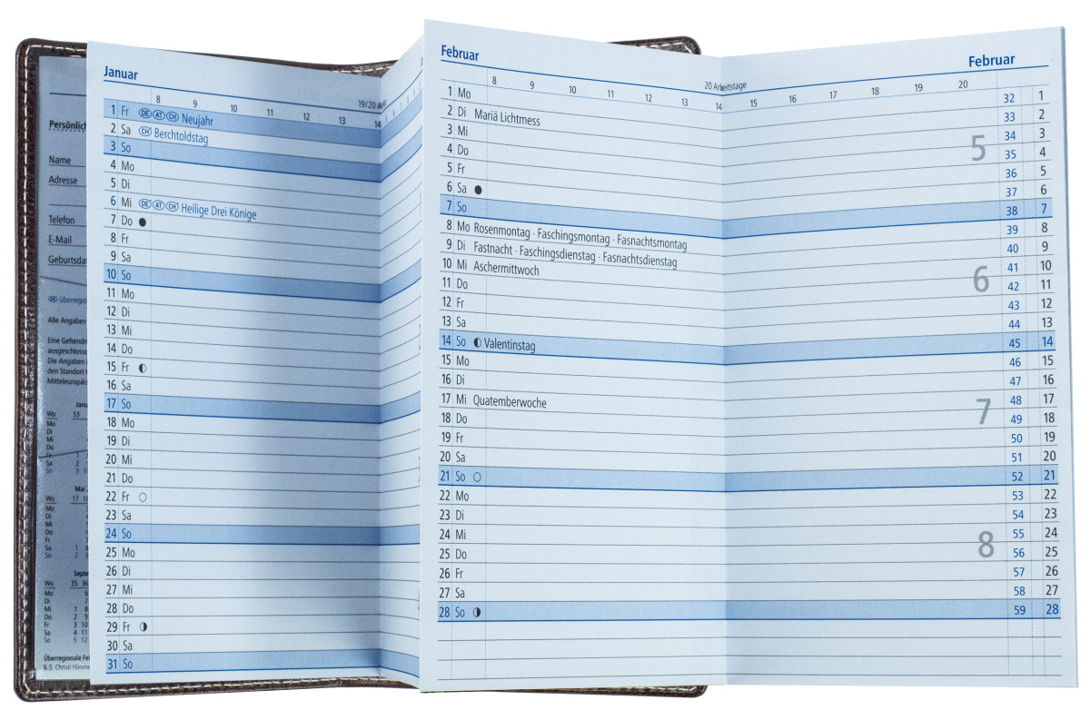 Leporello Faltkalender deutsch 2027 PREMIUM LEDER VINTAGE marronebraun