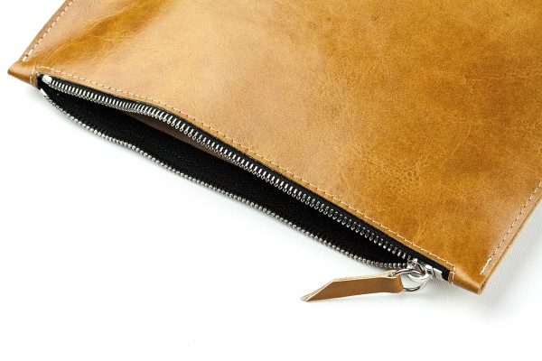 Pouch - Zipper Tasche - Banktasche PREMIUM LEDER VINTAGE cuoiobraun