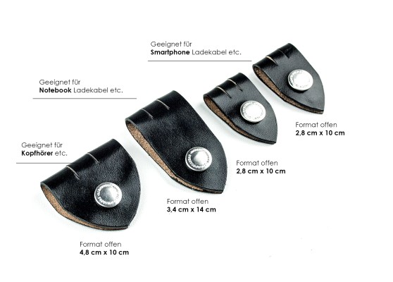 Kabel Organizer Set - Kabelbinder 4-teilig PREMIUM LEDER VINTAGE schwarz
