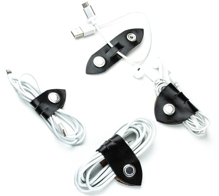 Kabel Organizer Set - Kabelbinder 4-teilig PREMIUM LEDER VINTAGE schwarz